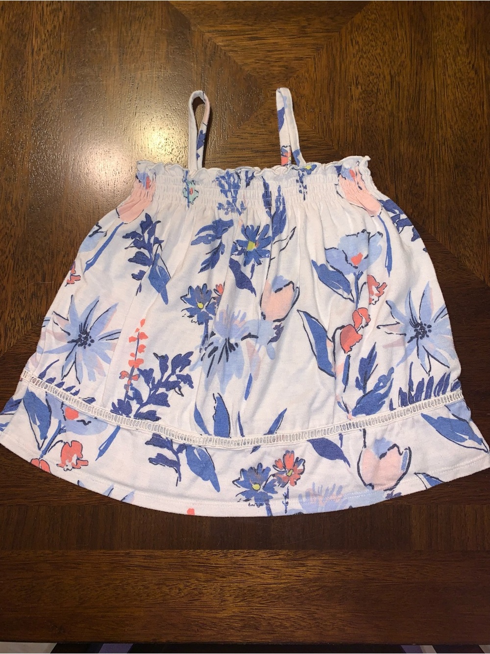 Old Navy White Tank Top with Blue Floral Print